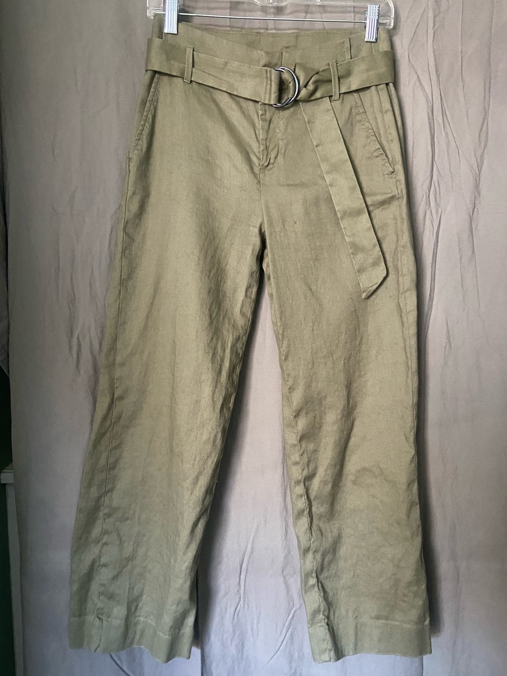 Banana Republic Olive Green Belted Linen Blend Pants